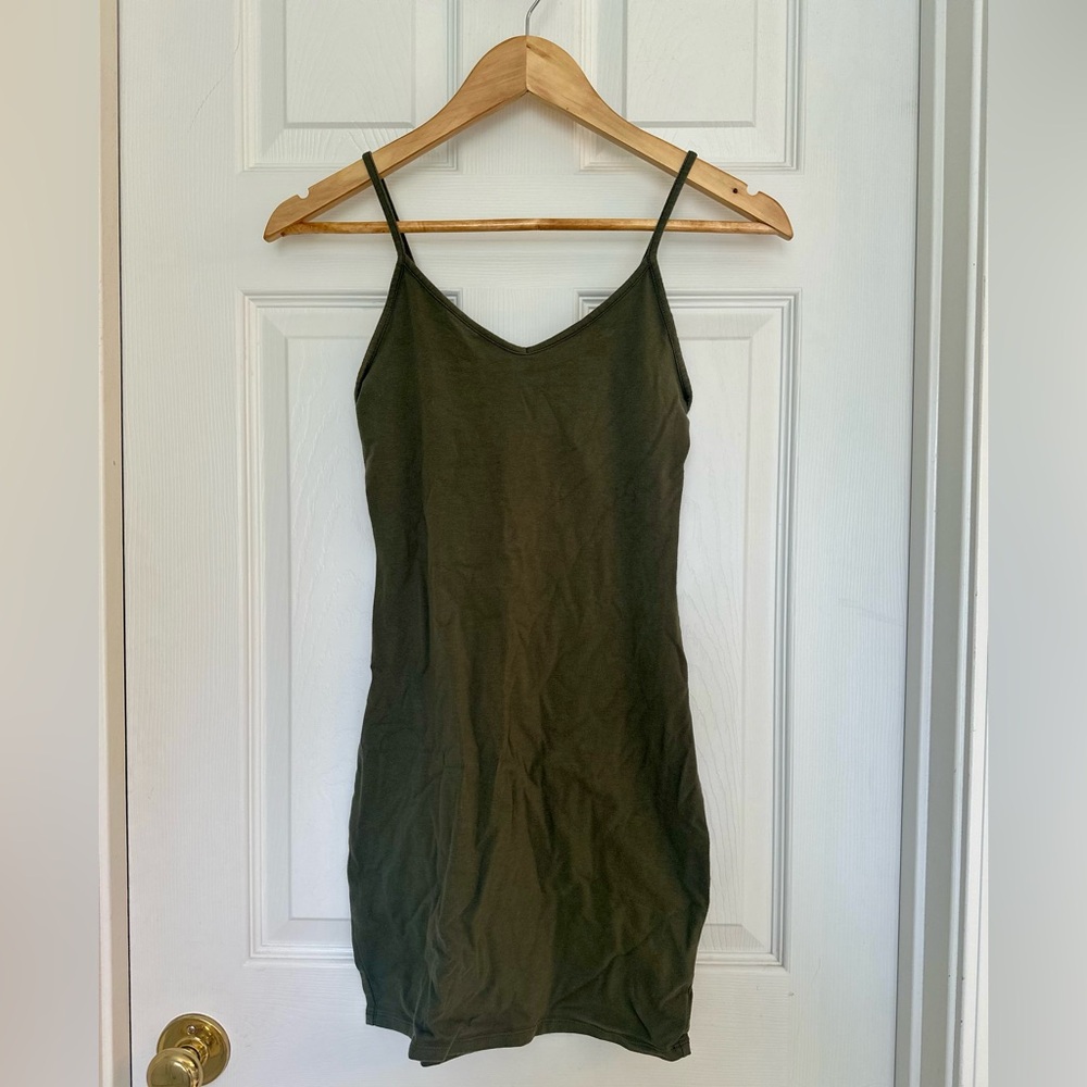 Wild Fable Olive Green Bodycon Slip Dress (Size S)